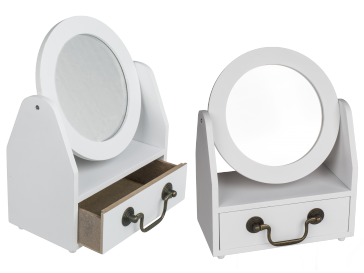 White coloured adjustable  wooden mirror