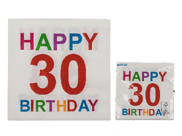 Papírové ubrousky Happy Birthday 30