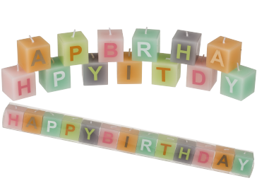 Pastel coloured  square candles with letters