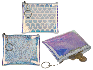 Holographic animal print purse with key hanger