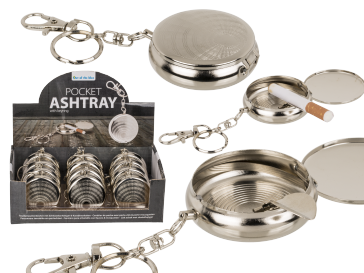 Metal pocket ashtray with key ring