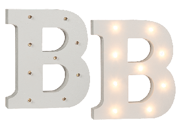  Osvětlené dřevěné písmeno B