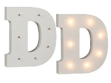  Osvětlené dřevěné písmeno D