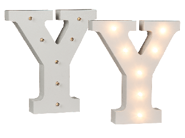 Osvětlené dřevěné písmeno Y