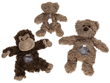 Plush animals with storage compartment