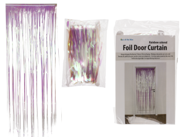 Rainbow coloured foil door curtain