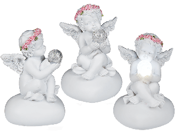 Sedící anděl s LED světýlkem