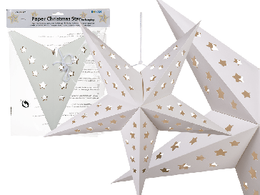 Vianočná papierová hviezda s vyrezanými hviezdičkami