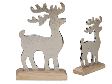 Polyresin-reindeer on wooden base