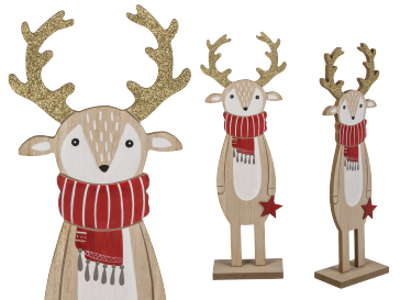 Wood- reindeer on wooden base