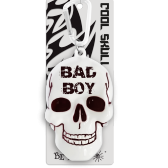 Klíčenka lebka Bad boy bílá