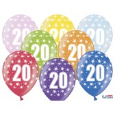 Silný metalický balón k 20. narozeninám mix 6ks, 30 cm