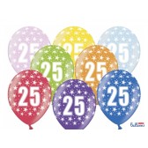 Silný metalický balón k 25. narozeninám mix 6 ks, 30 cm