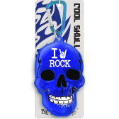 Klíčenka lebka I ♥ rock modrá