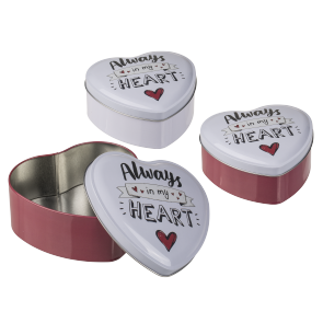 Red heart molding metal tin box