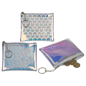 Holographic animal print purse with key hanger