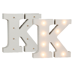 Illuminated wooden letter K