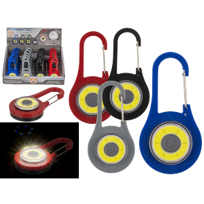 Metal snap hook with COB-LED (incl. batteries) ca. 8 cm