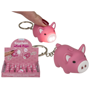 Pink pig with metal key chain