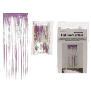 Rainbow coloured foil door curtain