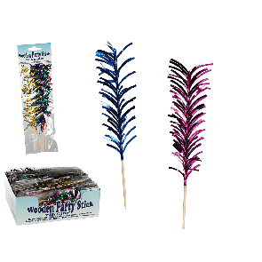 Wooden pick with glitter strips