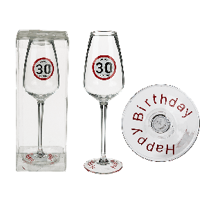 Skleněný pohár na šampaňské Happy Birthday 30