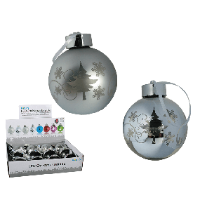 LED skleněná stříbrná vánoční koule