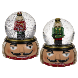 Polyresin snow globe with nutcracker