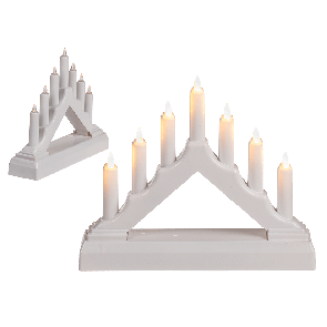White plastic candle arch