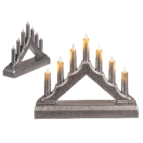 Silver coloured plastic candle arch