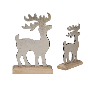 Polyresin-reindeer on wooden base