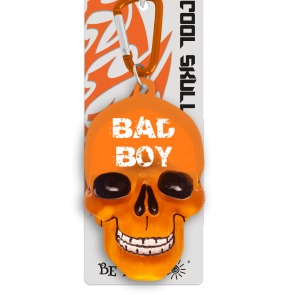 Kľúčenka lebka Bad boy oranžová