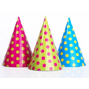 Party Hats Dots, mix, 10cm, 1pack