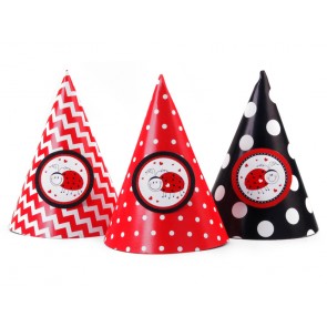 Party Hats Ladybugs, mix, 10cm, 1pack