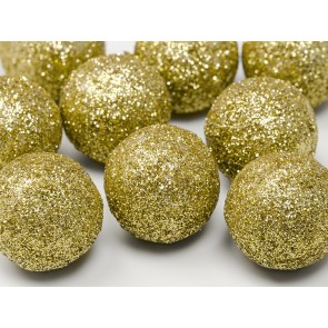 Glittery decorations Ball, gold, 3cm, 1pack