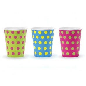 Polka Dots Cups, mix, 260ml, 1pack