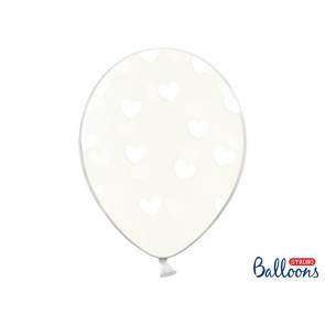 Balloons 30cm, Hearts, Crystal Clear, 50pcs