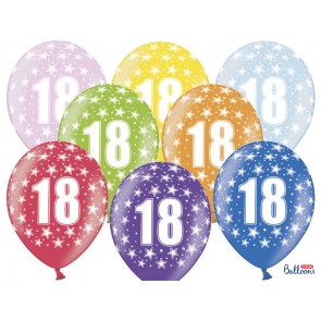 Balloons 30cm, 18th Birthday, Metallic Mix, 6pcs