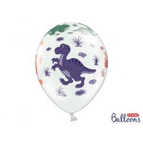 Balloons 30cm, Dinosaurs, Pastel Pure White, 6pcs
