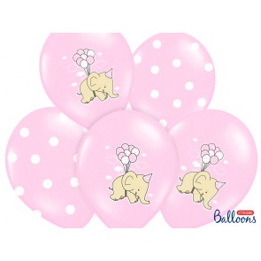 Balloons 30cm, Elephant, Pastel Pink Mix, 6pcs