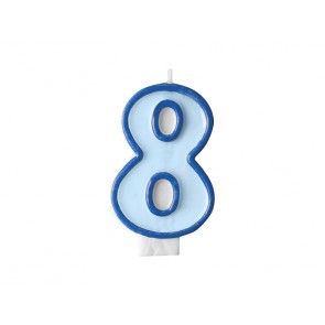 Birthday candle Number 8, blue, 1piece