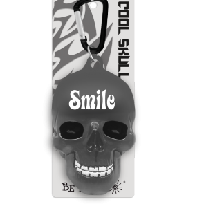 Kľúčenka lebka Smile sivá
