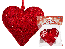 Červené plastové srdce s třpytkami